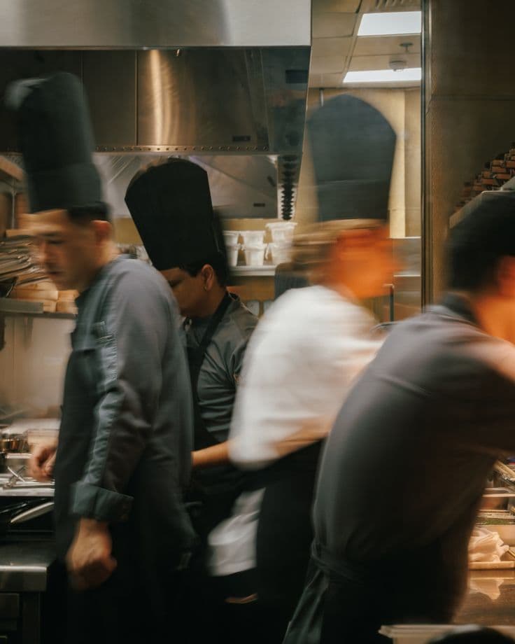 Chefs working in a professional kitchen